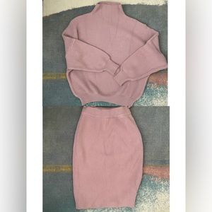 Knitwear Set - Sweater + Skirt in Dusty Pink
